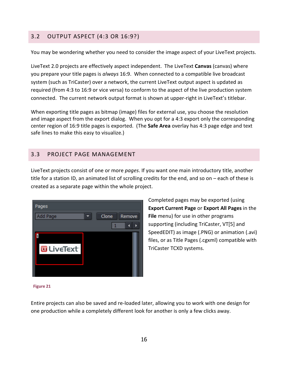 Output aspect (4:3 or 16:9?) | NewTek LiveText User Manual | Page 23 / 101