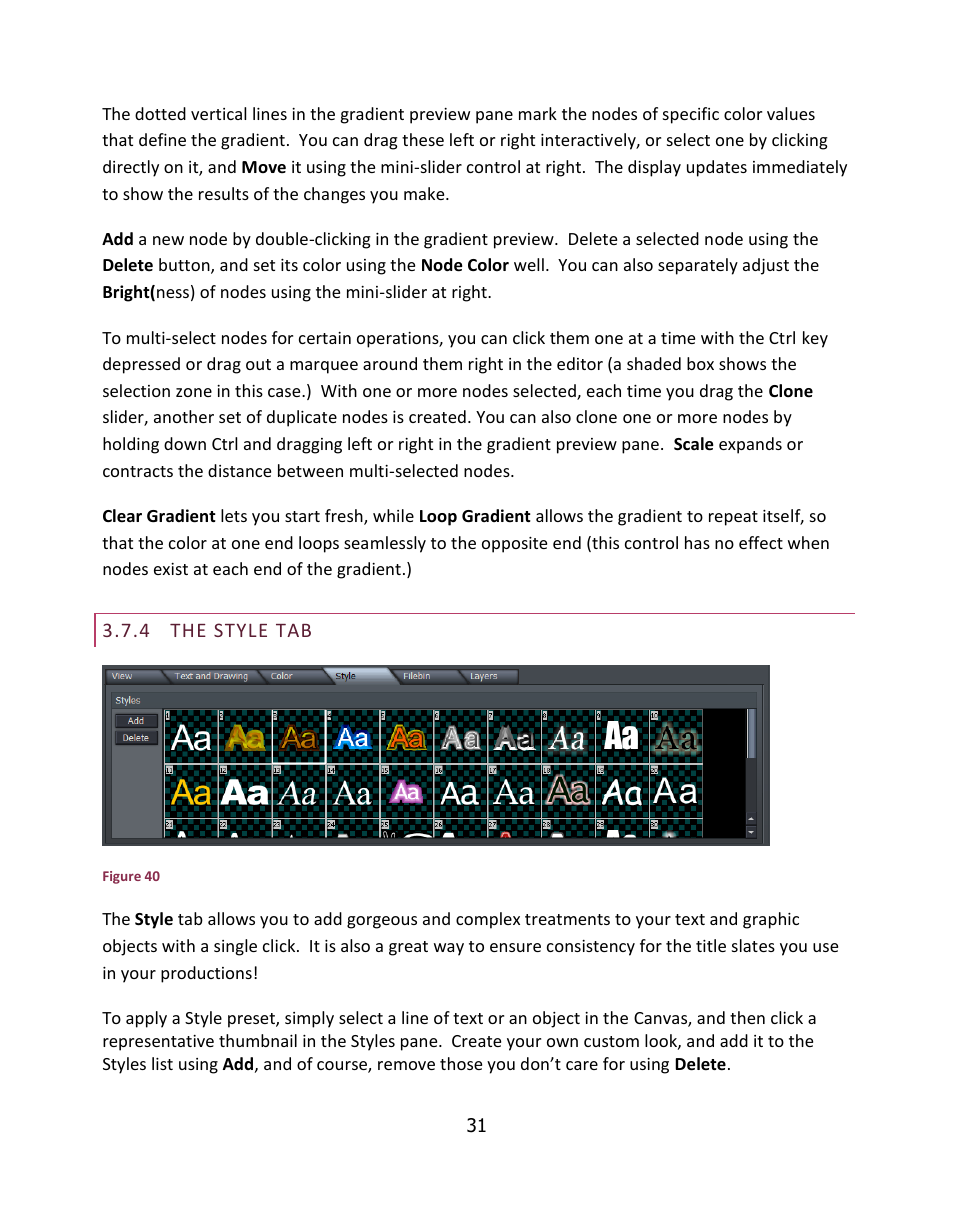 The style tab | NewTek LiveText User Manual | Page 38 / 101