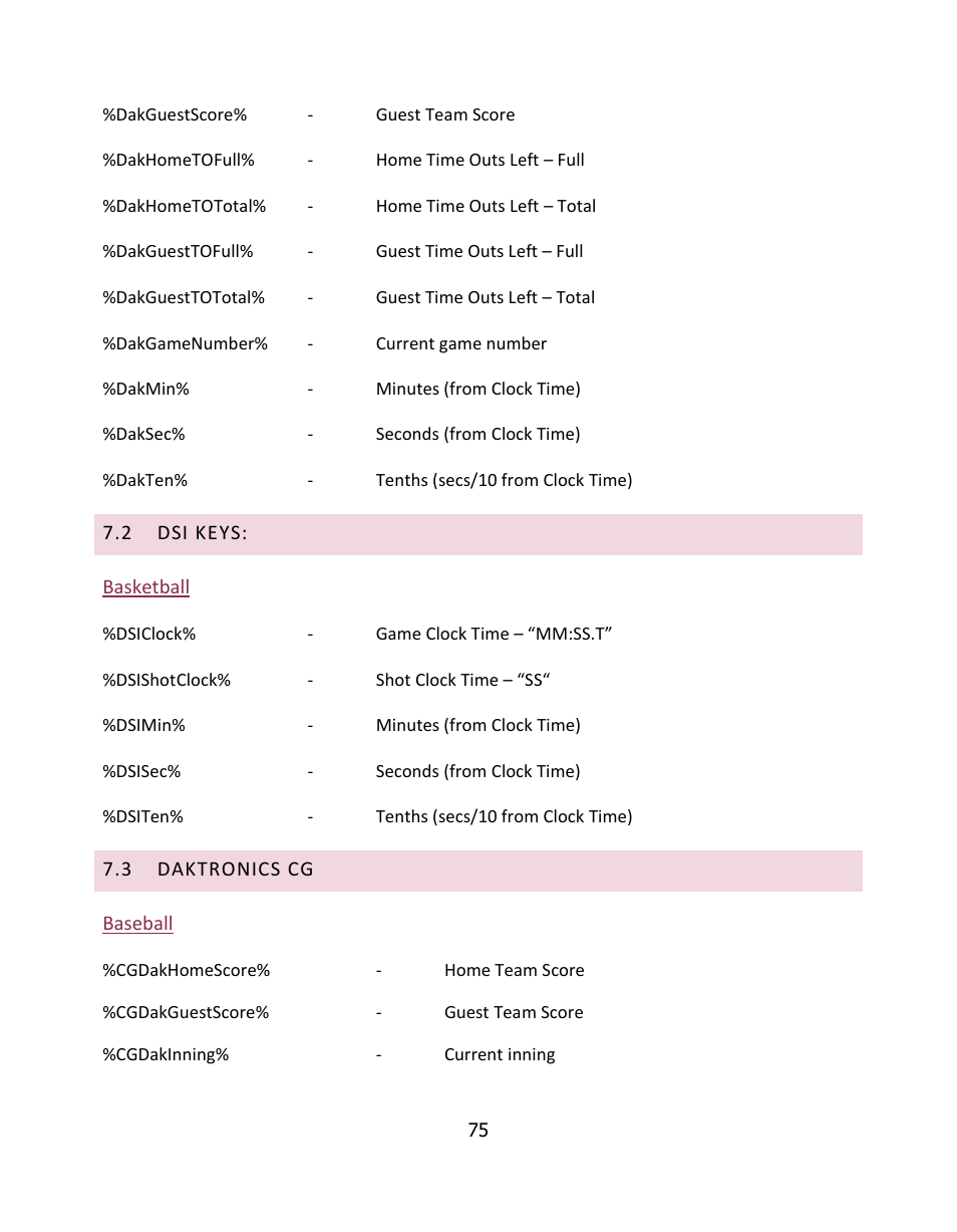 Dsi keys, Daktronics cg | NewTek LiveText User Manual | Page 82 / 101