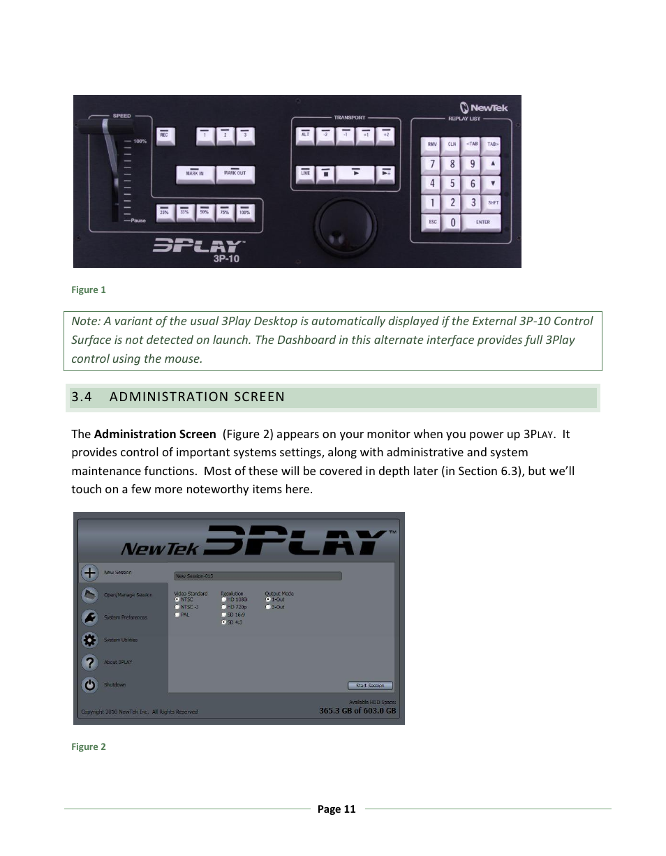 Administration screen | NewTek 3Play 330 User Manual | Page 17 / 107