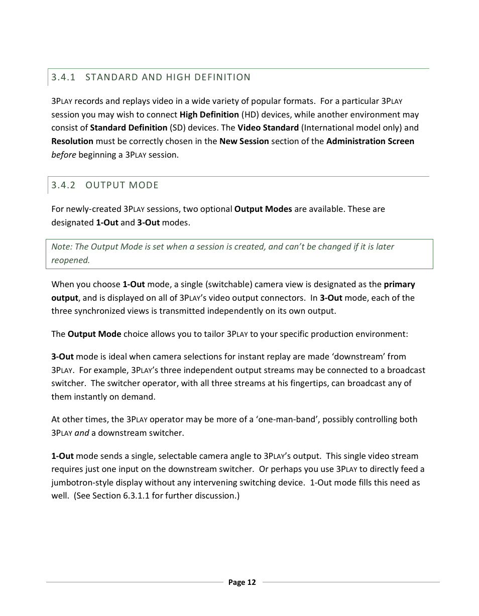 Standard and high definition, Output mode | NewTek 3Play 330 User Manual | Page 18 / 107