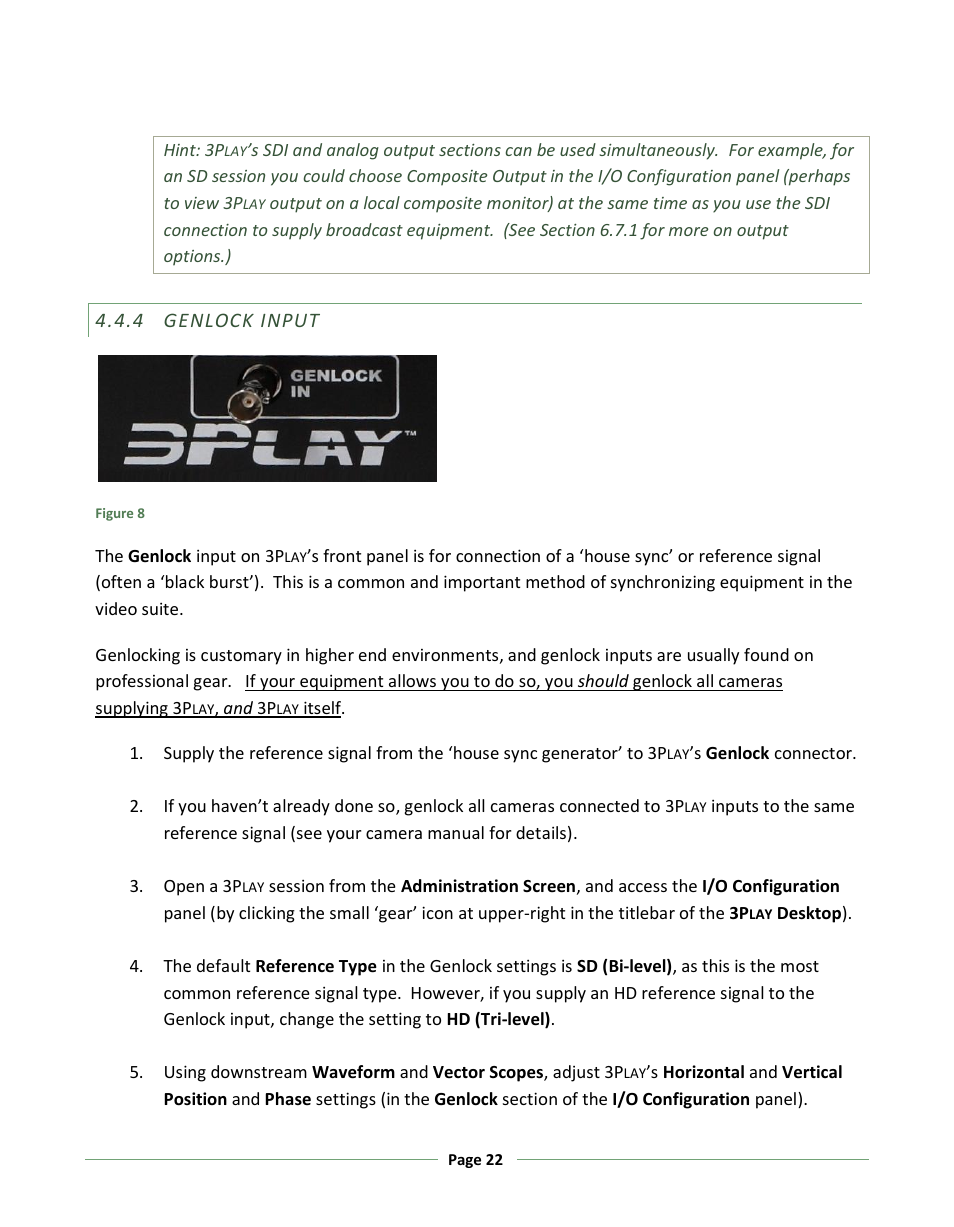 Genlock input | NewTek 3Play 330 User Manual | Page 28 / 107