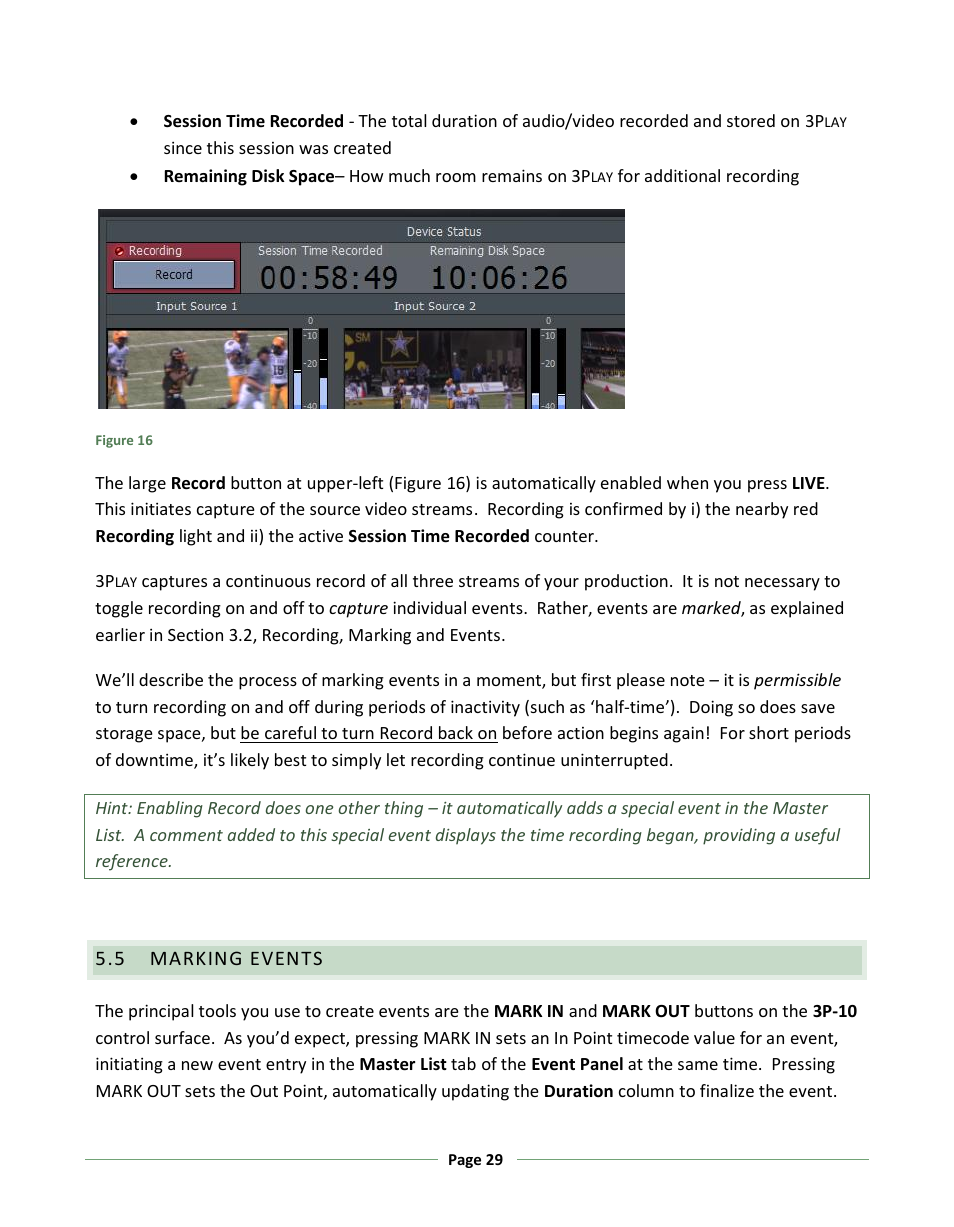 Marking events | NewTek 3Play 330 User Manual | Page 35 / 107