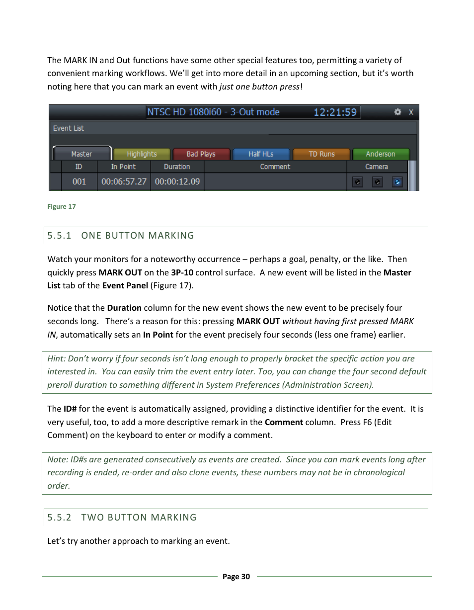 One button marking, Two button marking | NewTek 3Play 330 User Manual | Page 36 / 107