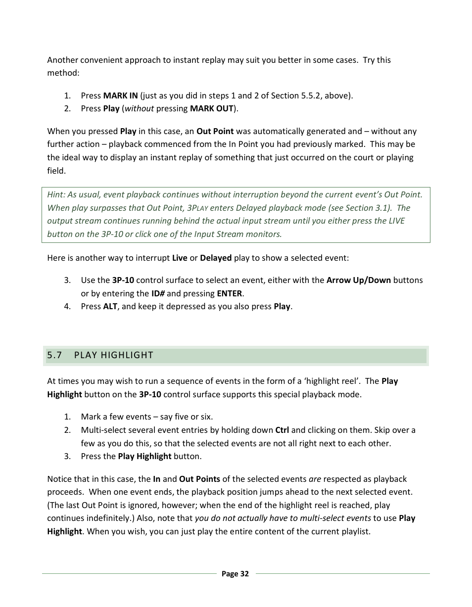 Play highlight | NewTek 3Play 330 User Manual | Page 38 / 107