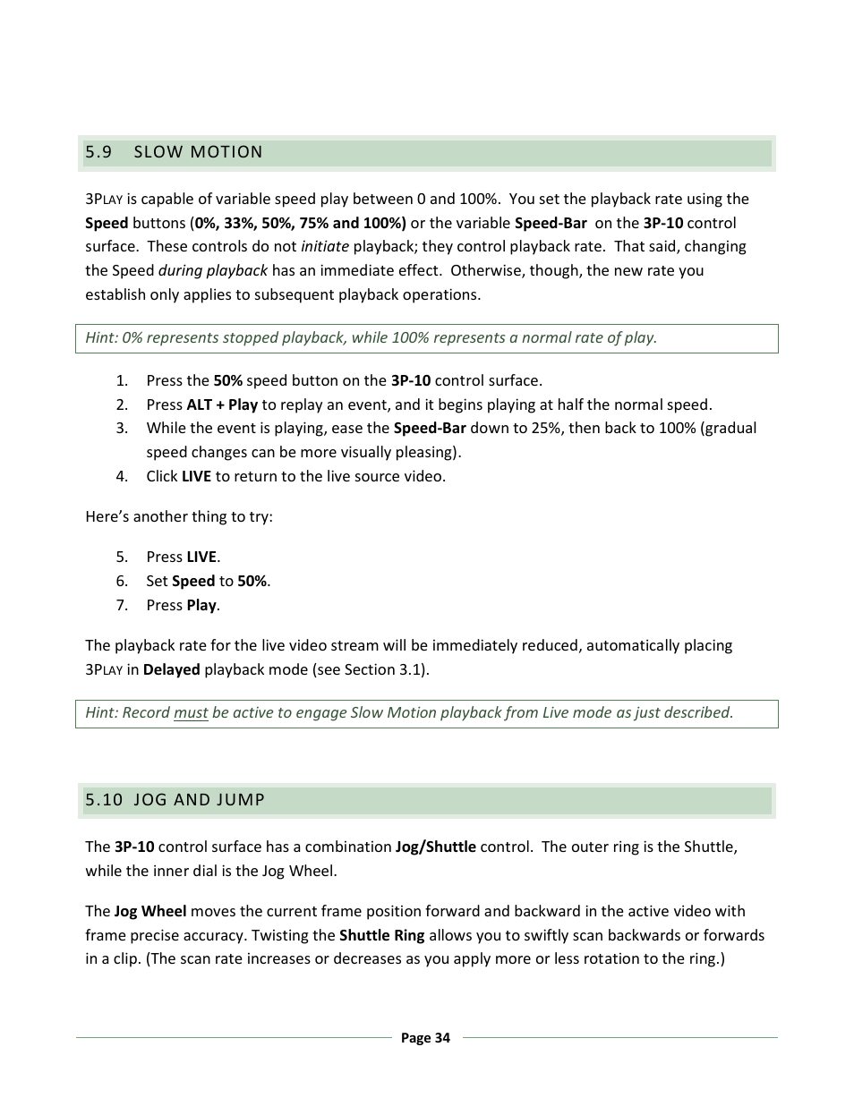 Slow motion, Jog and jump | NewTek 3Play 330 User Manual | Page 40 / 107