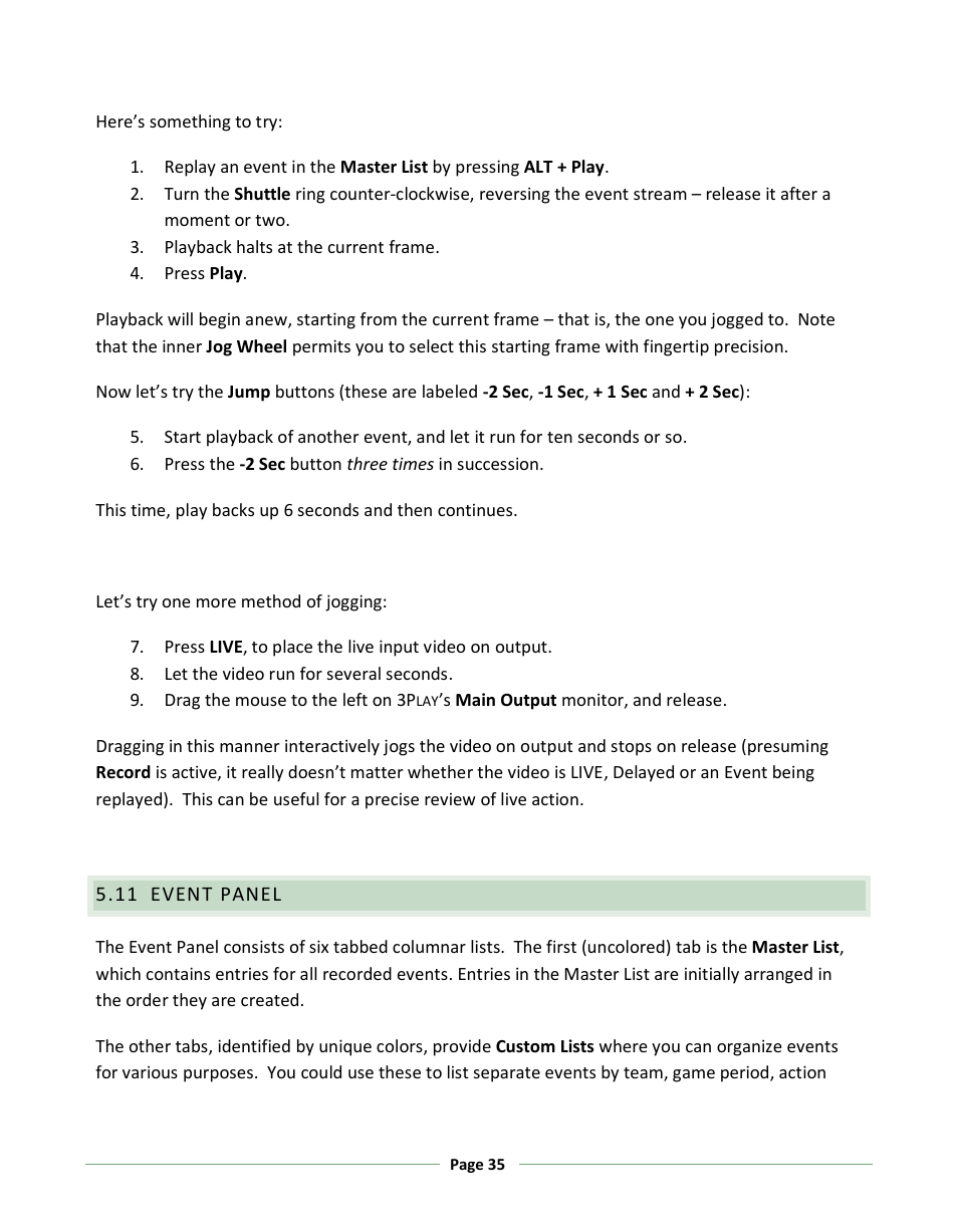 Event panel | NewTek 3Play 330 User Manual | Page 41 / 107