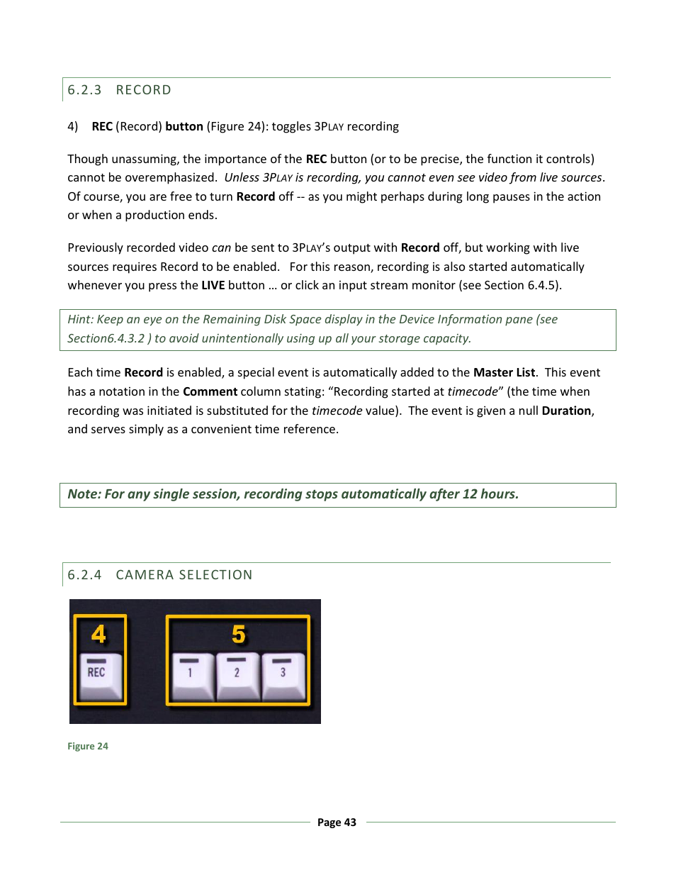 Record, Camera selection | NewTek 3Play 330 User Manual | Page 49 / 107