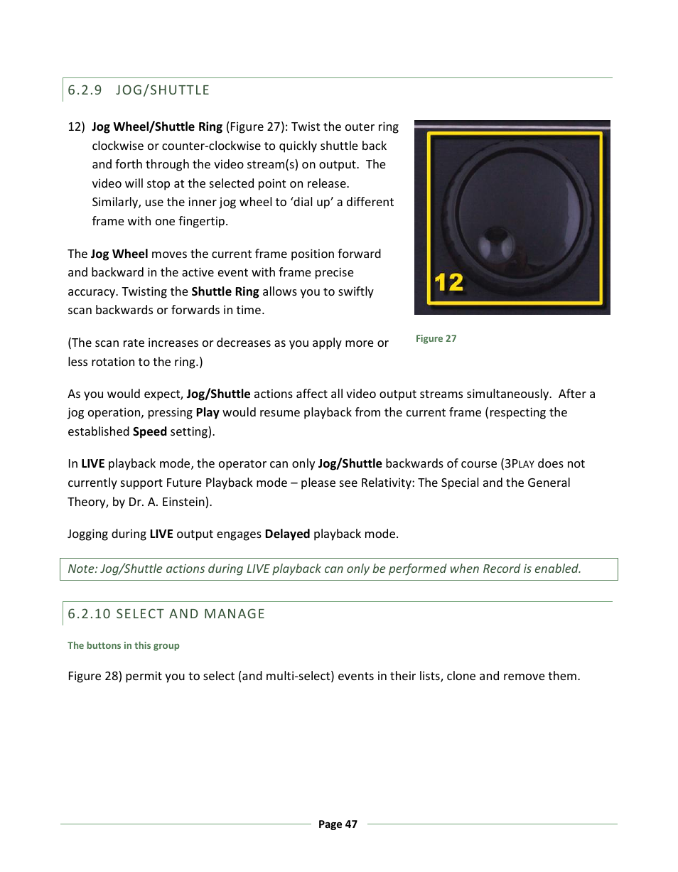 Jog/shuttle, Select and manage | NewTek 3Play 330 User Manual | Page 53 / 107