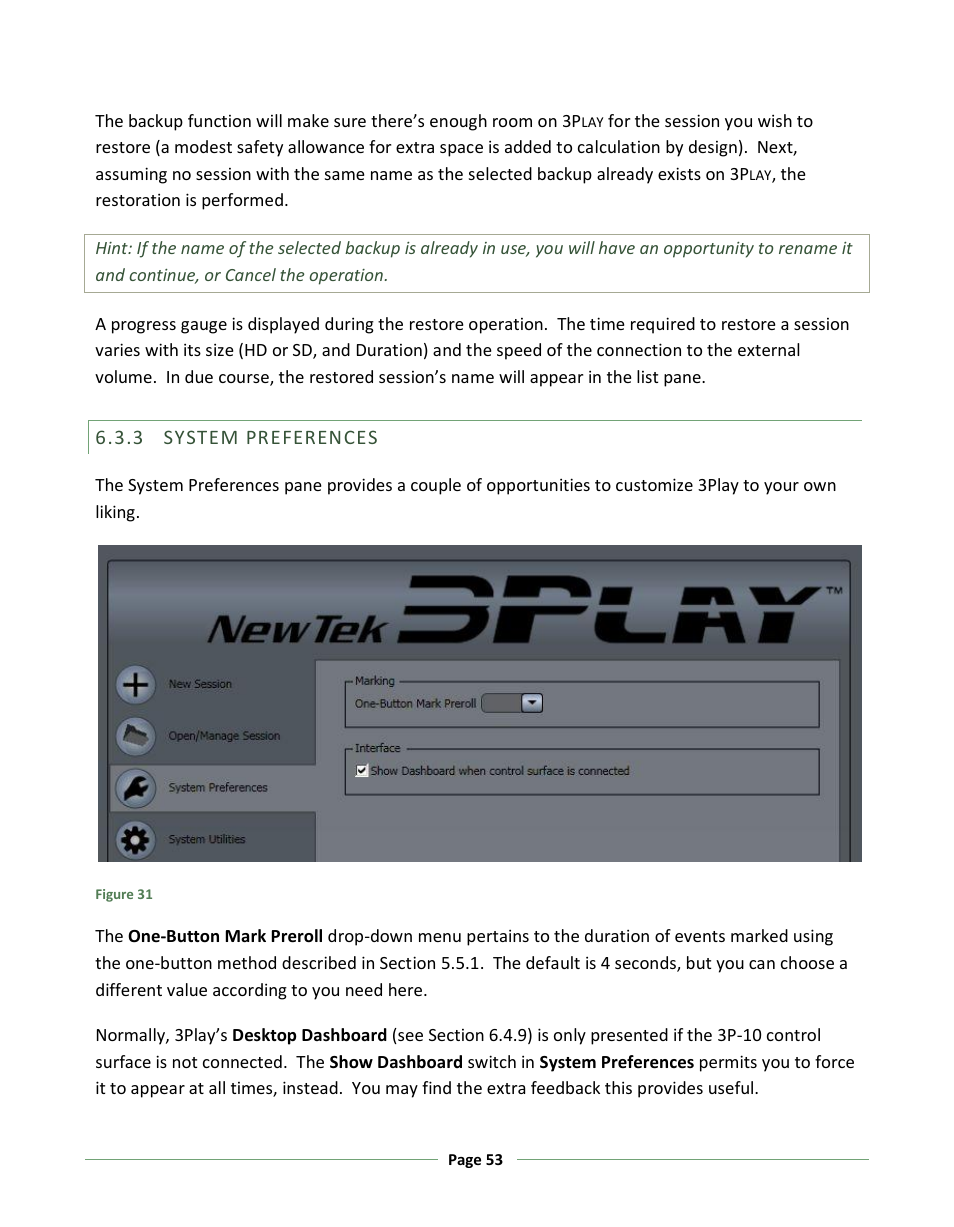 System preferences | NewTek 3Play 330 User Manual | Page 59 / 107