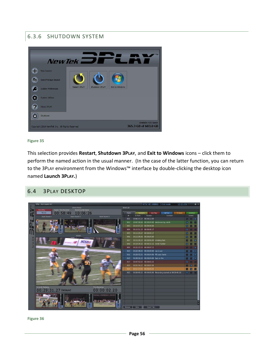 Shutdown system, Desktop | NewTek 3Play 330 User Manual | Page 62 / 107