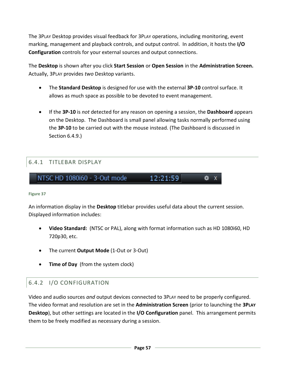 Titlebar display, I/o configuration | NewTek 3Play 330 User Manual | Page 63 / 107