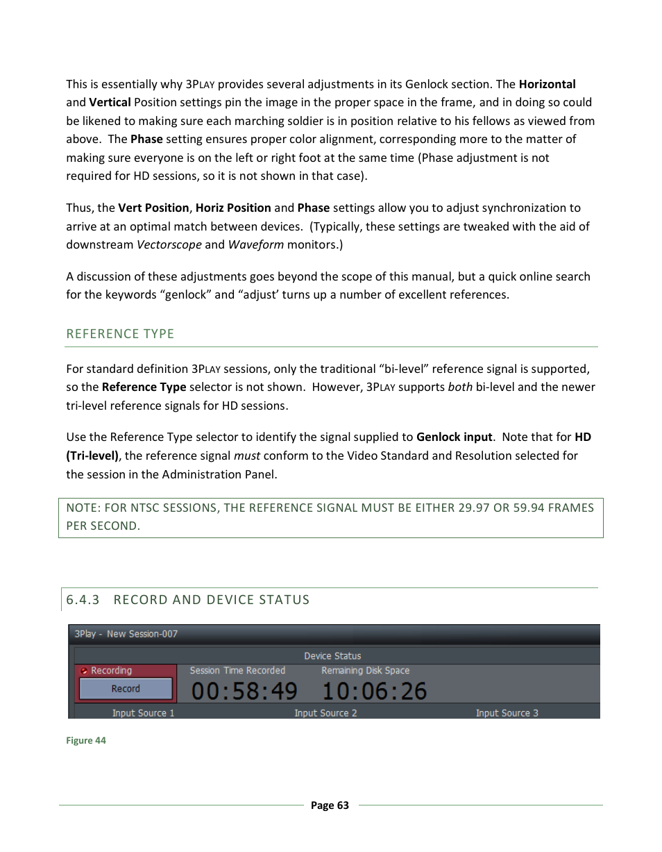 Record and device status | NewTek 3Play 330 User Manual | Page 69 / 107