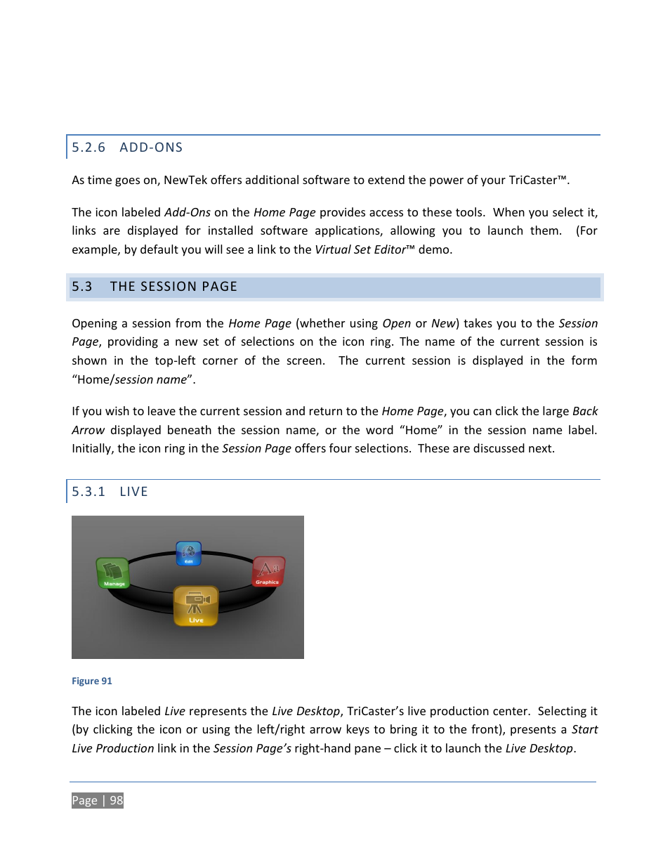 6 add-ons, 1 live, Add-ons | Live | NewTek TriCaster 300 User Manual | Page 114 / 328