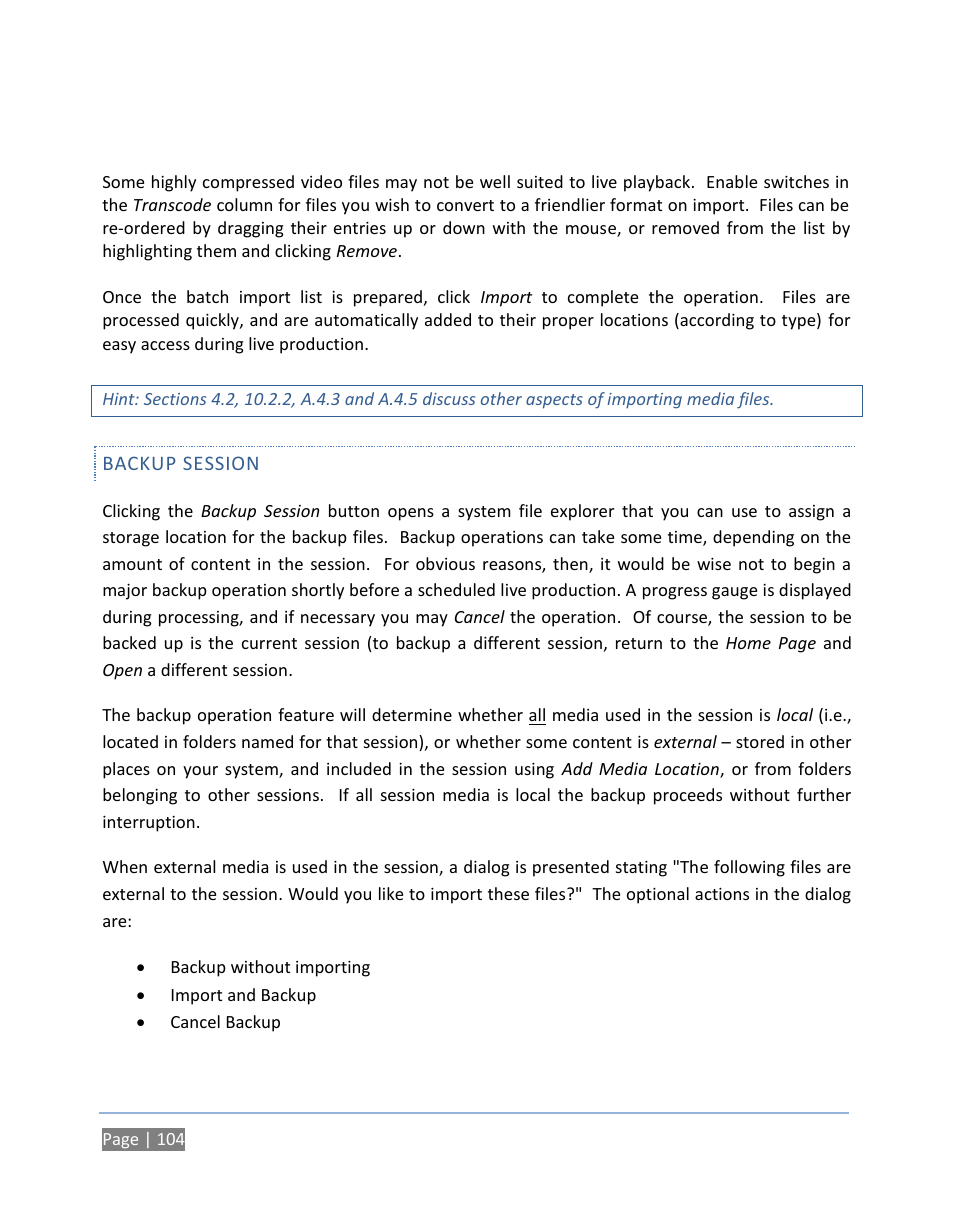 Backup session | NewTek TriCaster 300 User Manual | Page 120 / 328