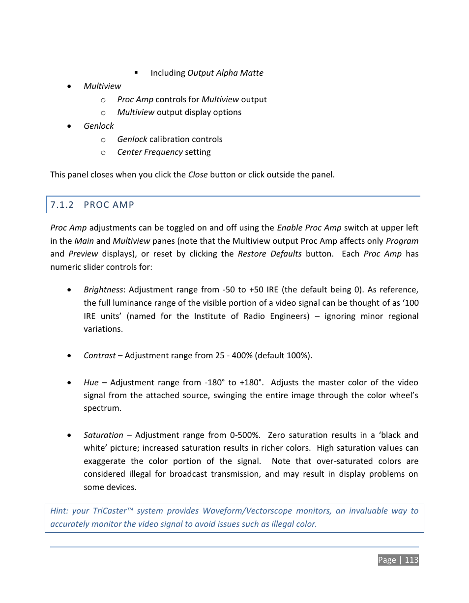 2 proc amp, Proc amp | NewTek TriCaster 300 User Manual | Page 129 / 328