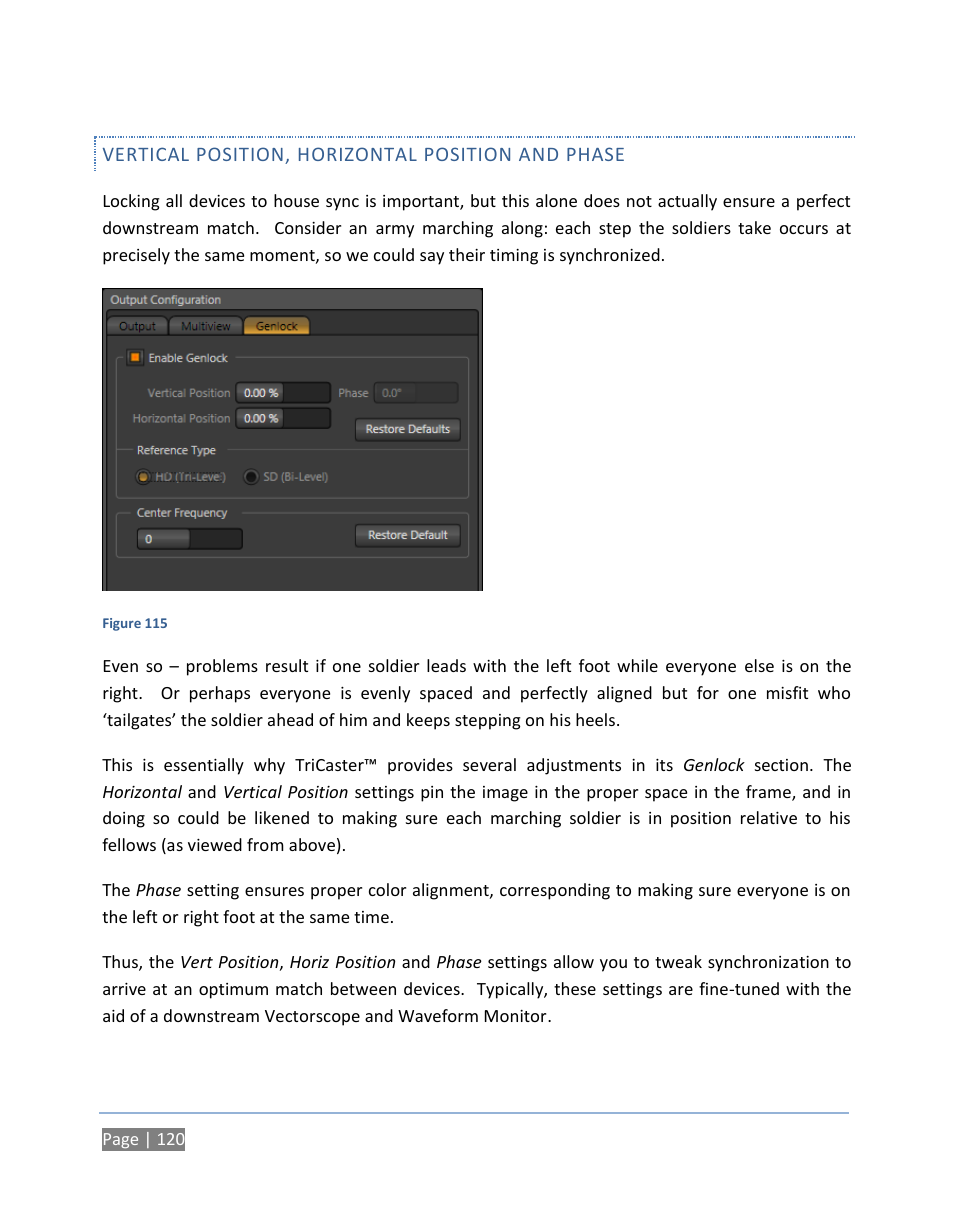 Vertical position, horizontal position and phase | NewTek TriCaster 300 User Manual | Page 136 / 328