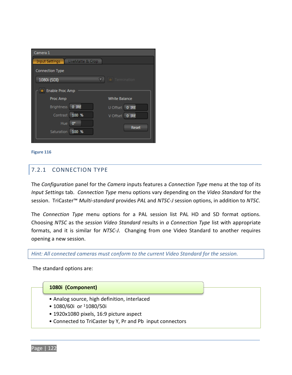 1 connection type, Connection type | NewTek TriCaster 300 User Manual | Page 138 / 328