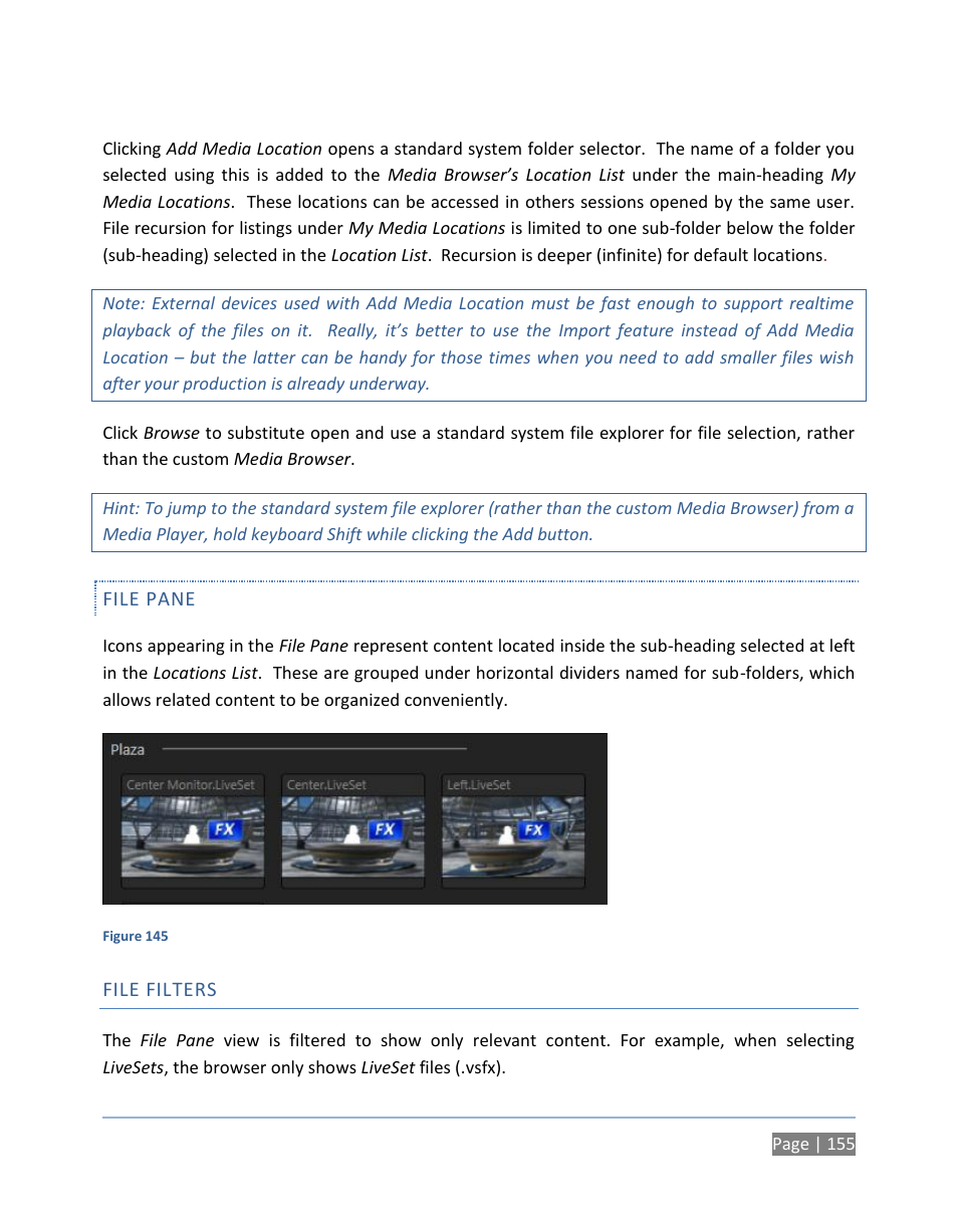 File pane, File filters | NewTek TriCaster 300 User Manual | Page 171 / 328