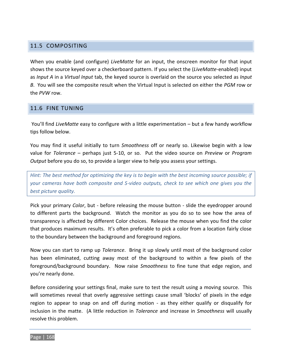 5 compositing, 6 fine tuning, Compositing | Fine tuning | NewTek TriCaster 300 User Manual | Page 184 / 328