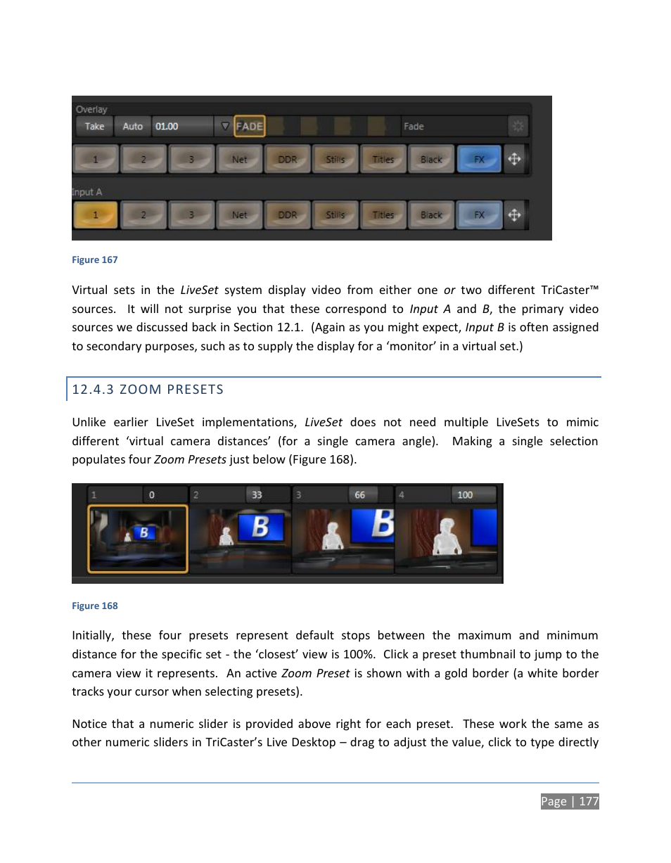 3 zoom presets, Zoom presets | NewTek TriCaster 300 User Manual | Page 193 / 328