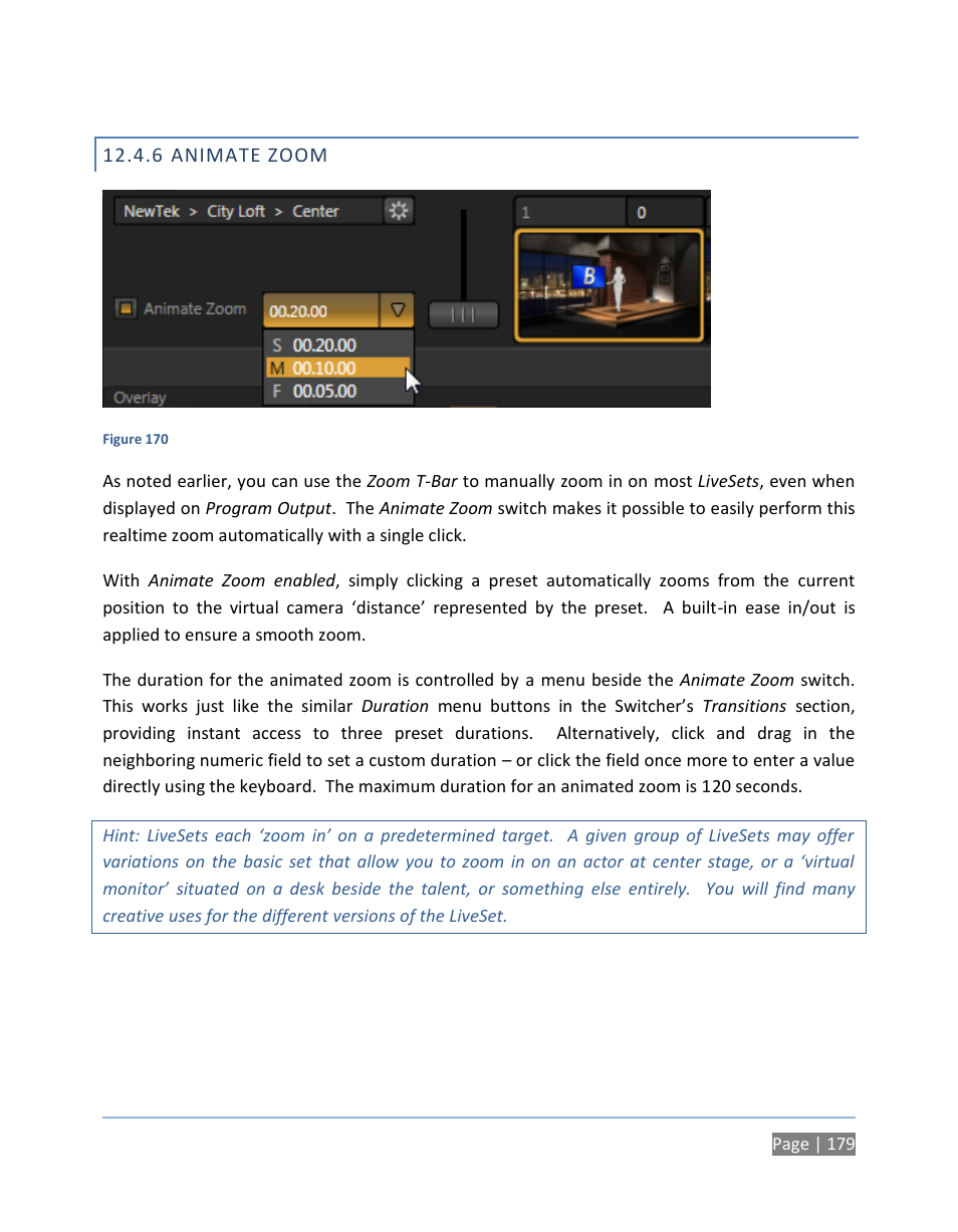 6 animate zoom, Animate zoom | NewTek TriCaster 300 User Manual | Page 195 / 328