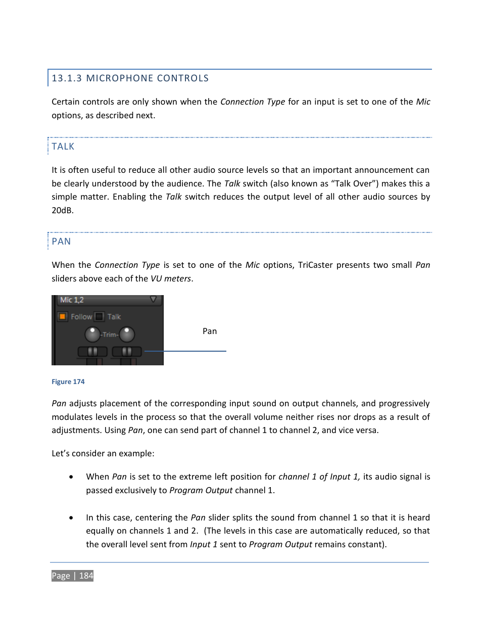 3 microphone controls, Talk, Microphone controls | NewTek TriCaster 300 User Manual | Page 200 / 328