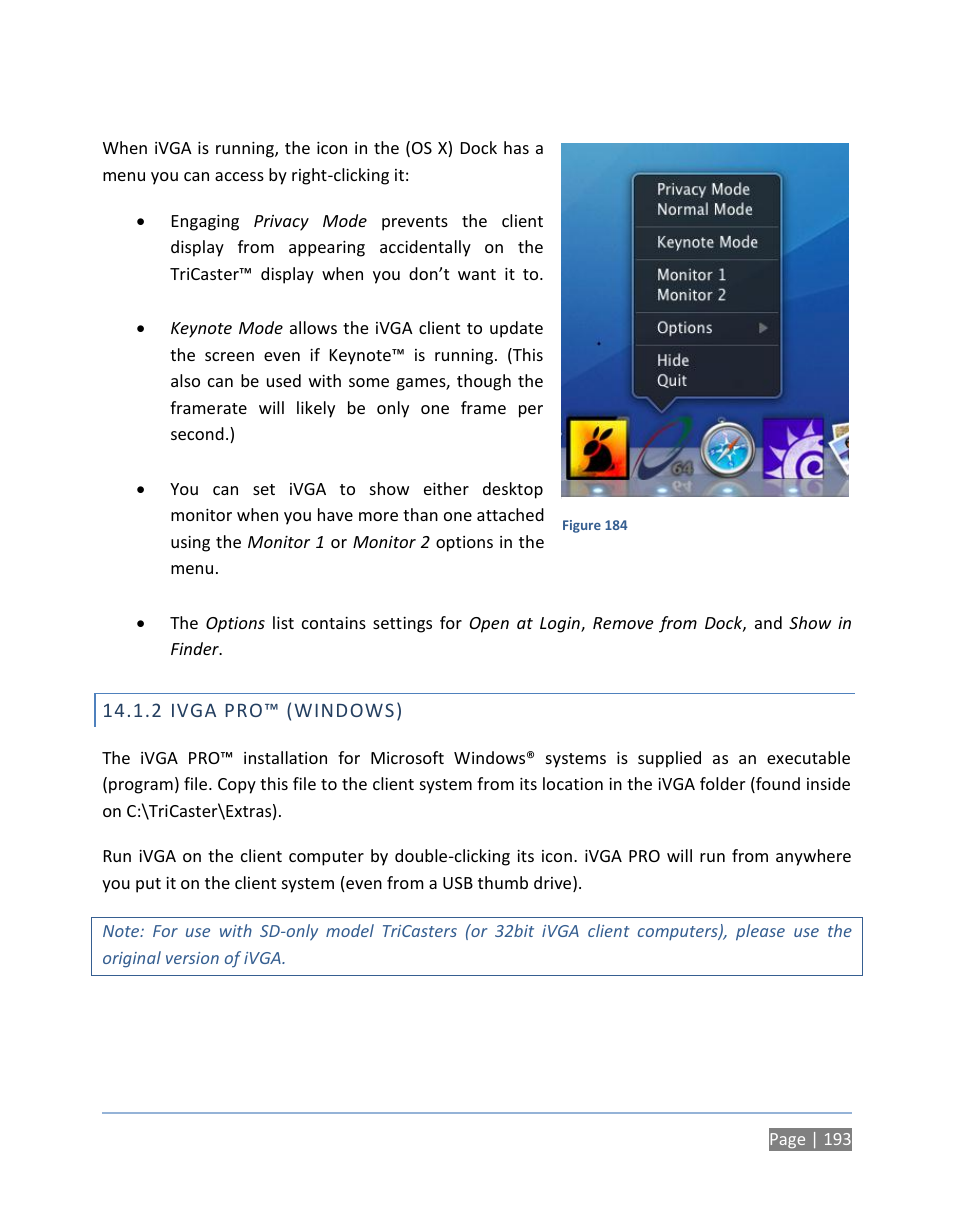 2 ivga pro™ (windows), Ivga pro™ (windows) | NewTek TriCaster 300 User Manual | Page 209 / 328