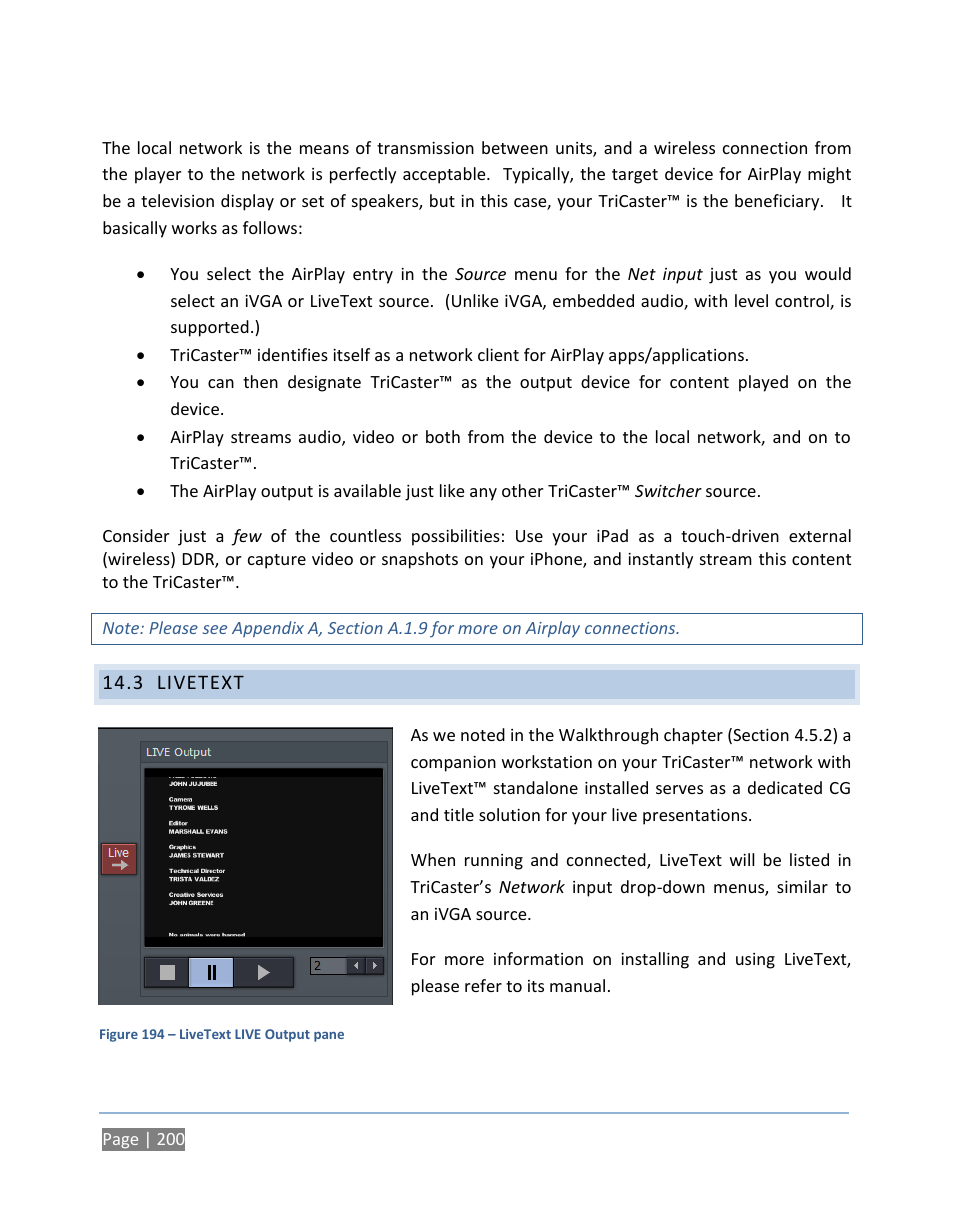 3 livetext, Livetext | NewTek TriCaster 300 User Manual | Page 216 / 328