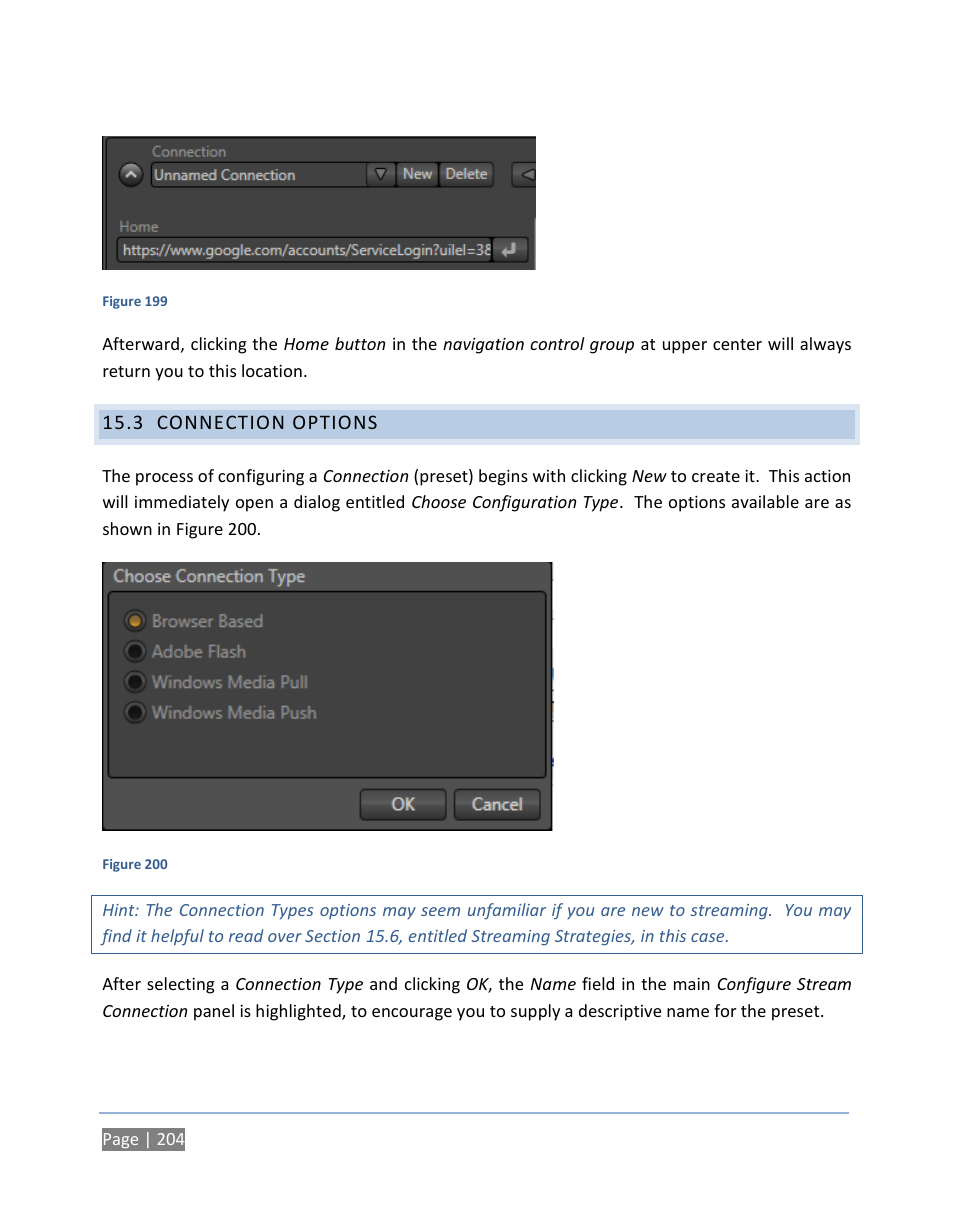 3 connection options, Connection options | NewTek TriCaster 300 User Manual | Page 220 / 328