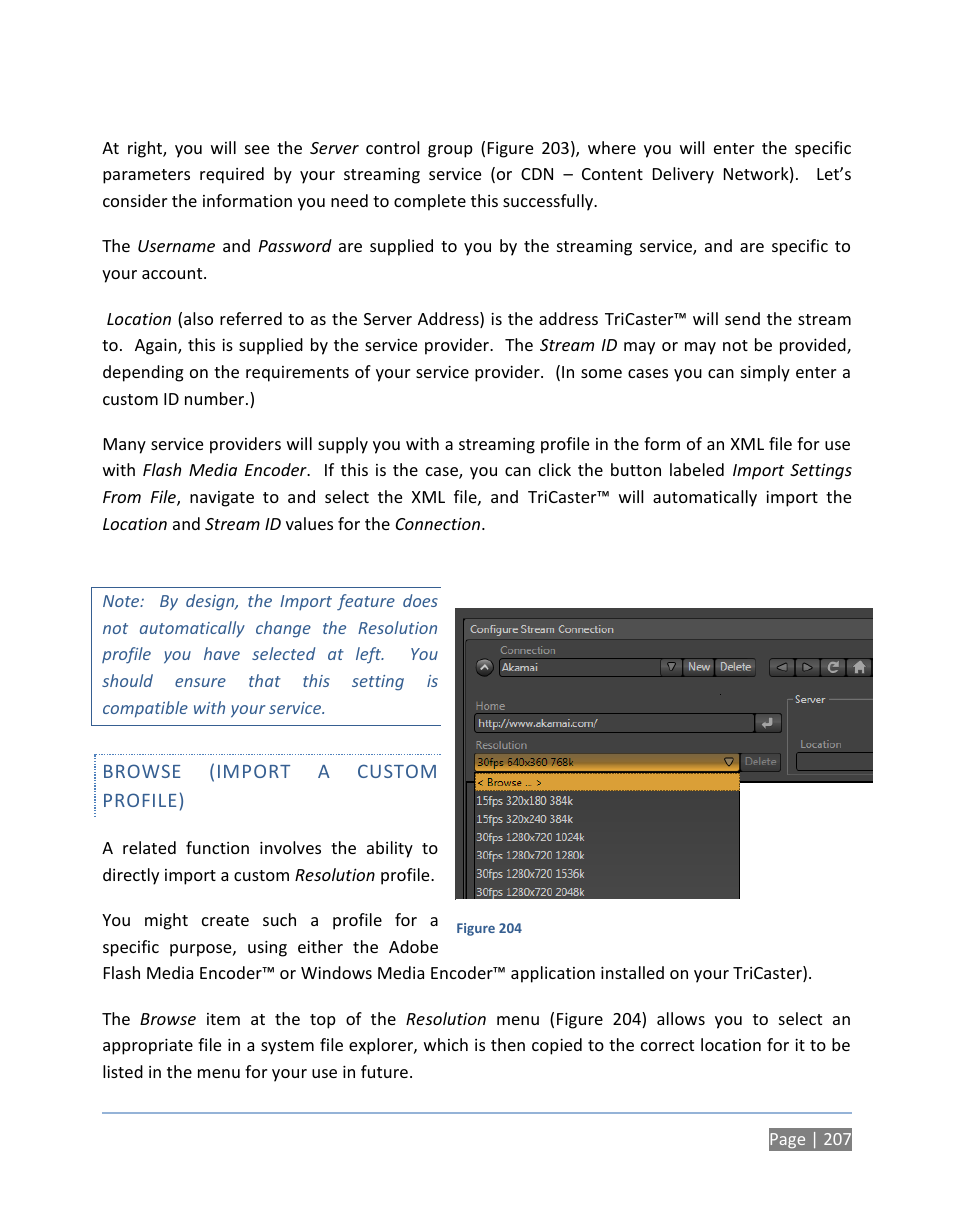 Browse (import a custom profile) | NewTek TriCaster 300 User Manual | Page 223 / 328