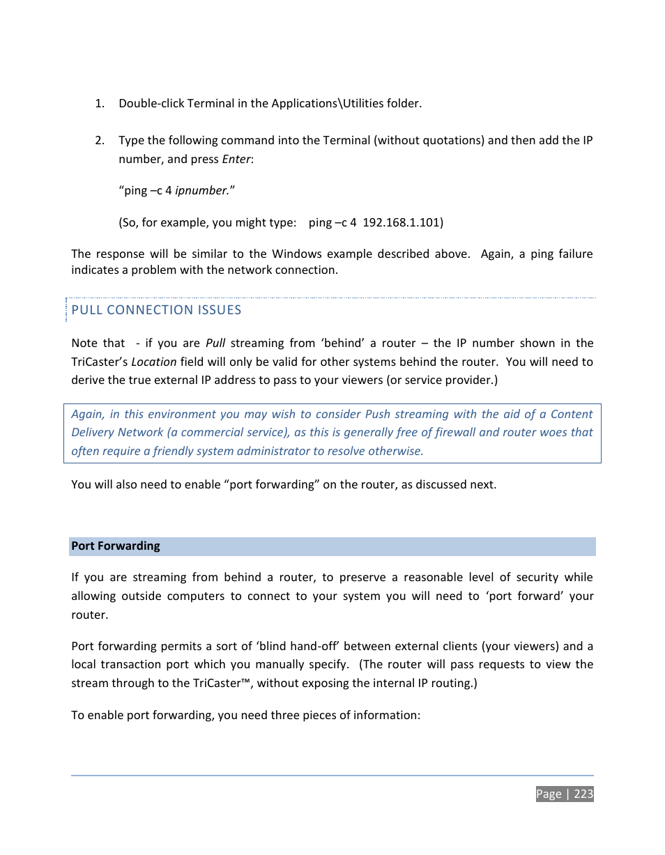 Pull connection issues | NewTek TriCaster 300 User Manual | Page 239 / 328