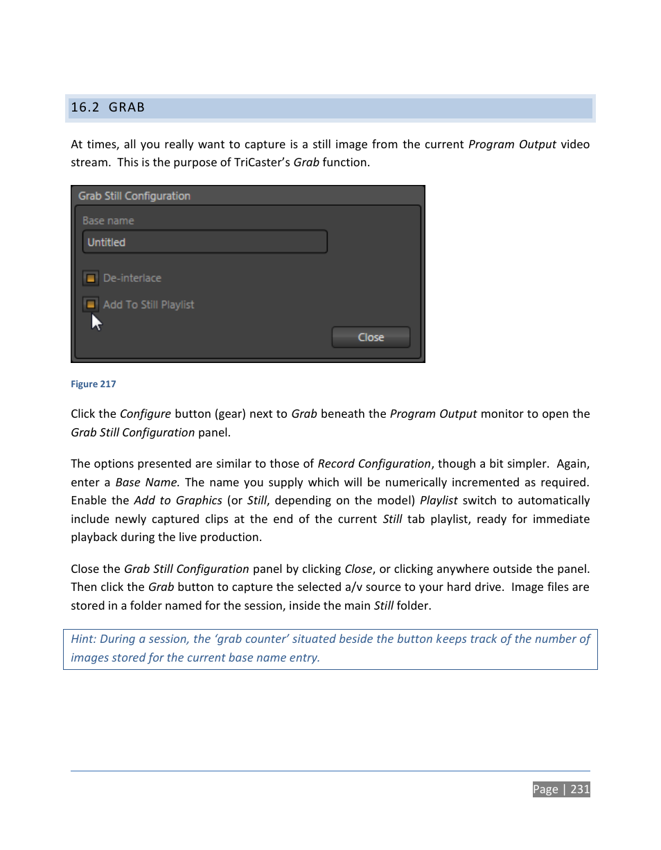 2 grab, Grab | NewTek TriCaster 300 User Manual | Page 247 / 328