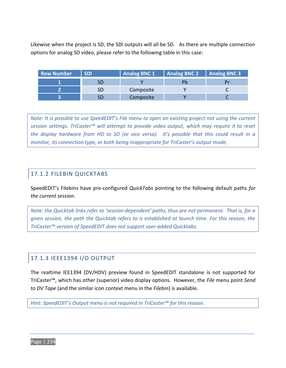 2 filebin quicktabs, 3 ieee1394 i/o output, Filebin quicktabs | Ieee1394 i/o output | NewTek TriCaster 300 User Manual | Page 250 / 328