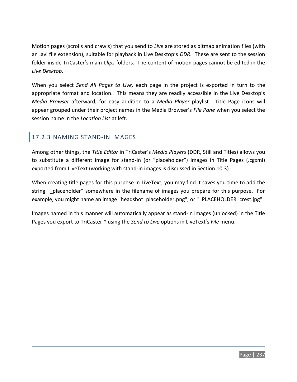 3 naming stand-in images, Naming stand-in images | NewTek TriCaster 300 User Manual | Page 253 / 328