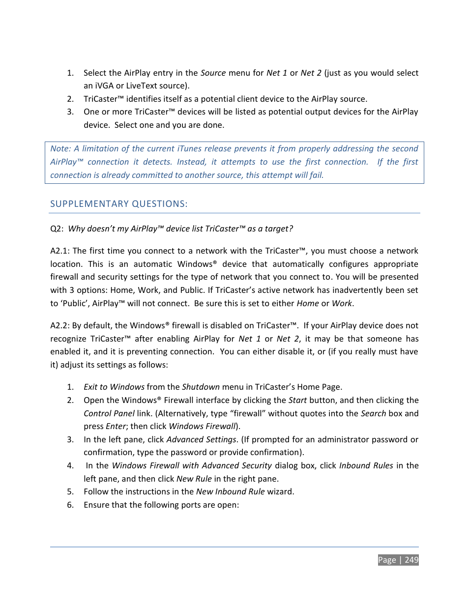 Supplementary questions | NewTek TriCaster 300 User Manual | Page 265 / 328