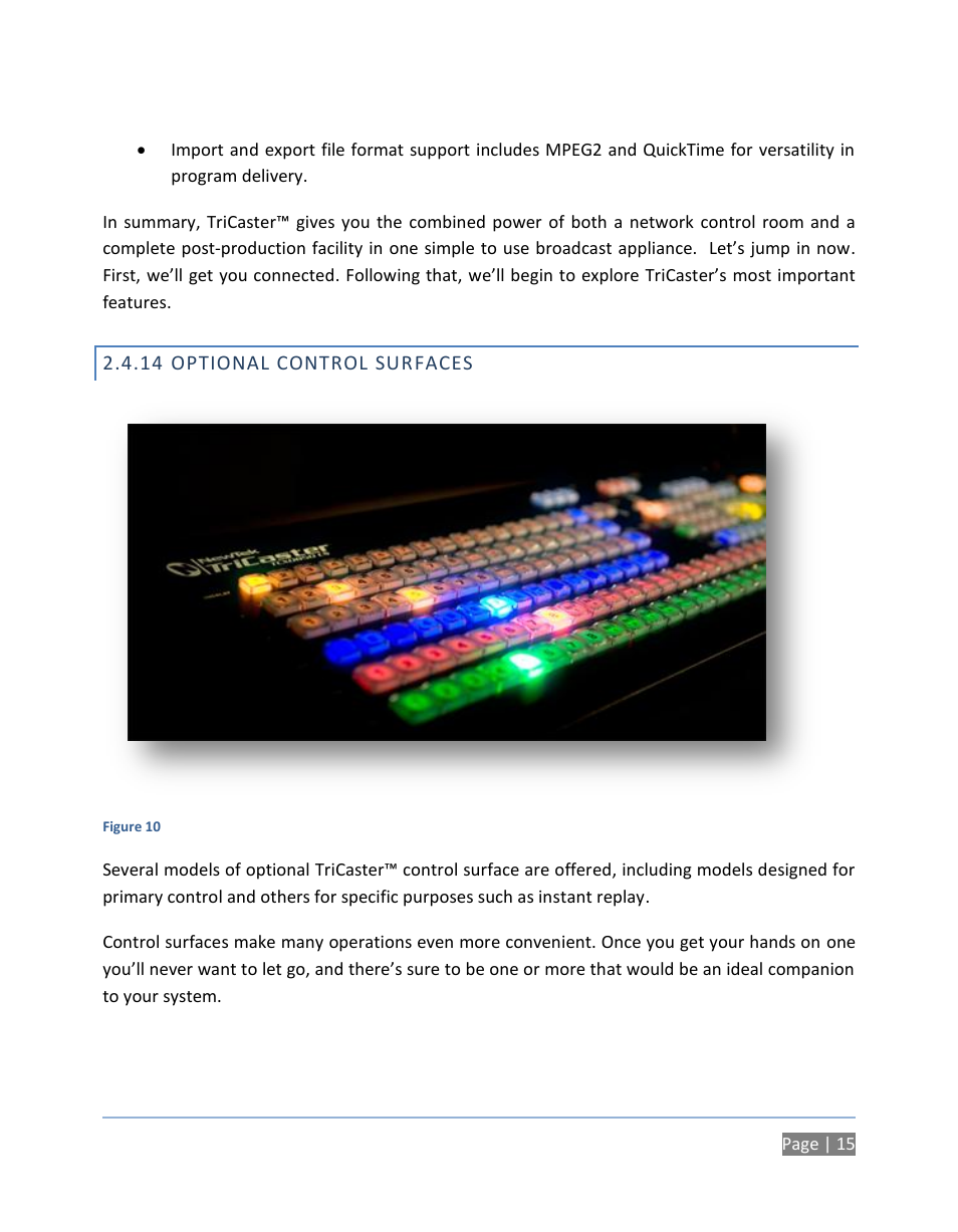 14 optional control surfaces, Optional control surfaces | NewTek TriCaster 300 User Manual | Page 31 / 328