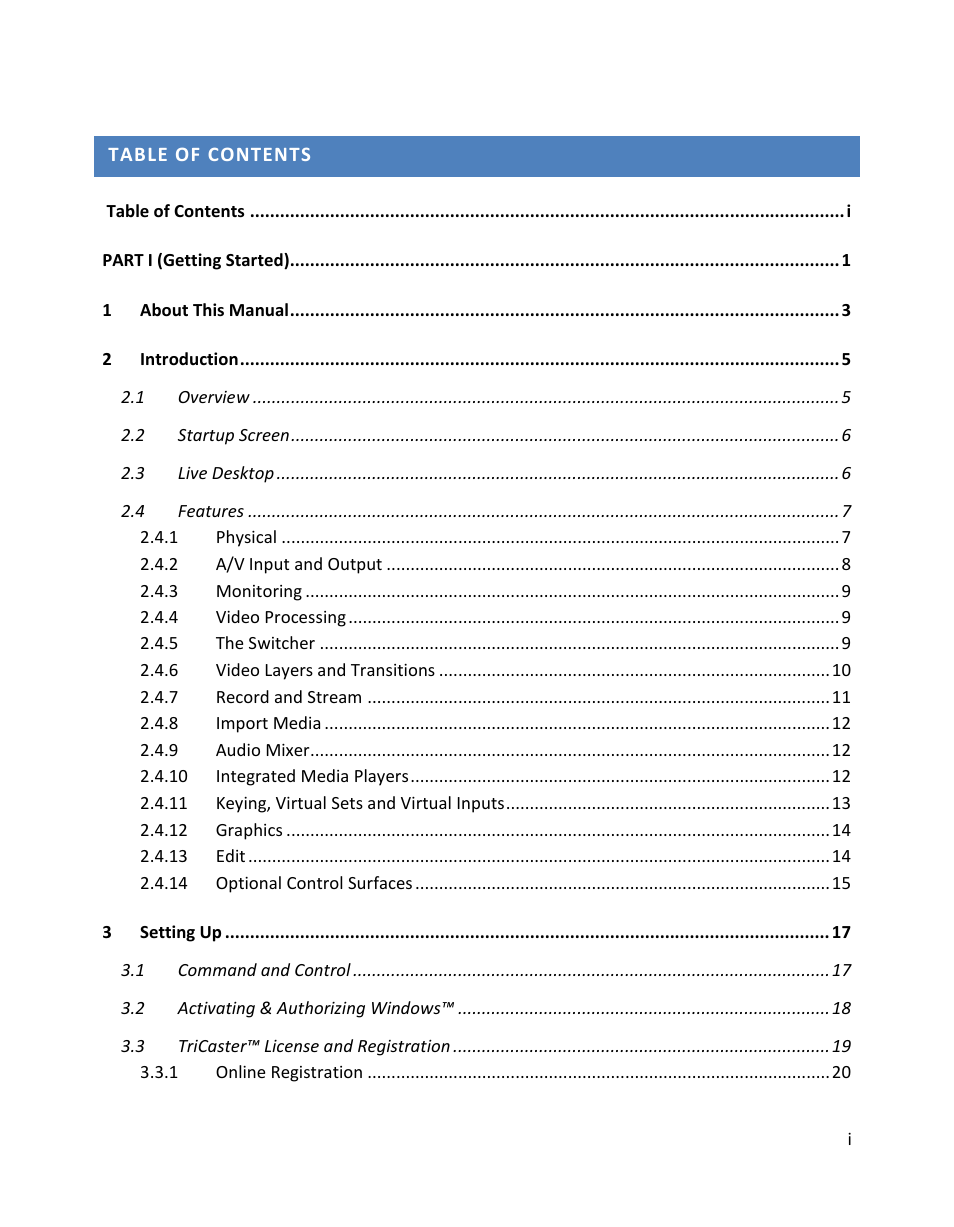 NewTek TriCaster 300 User Manual | Page 5 / 328