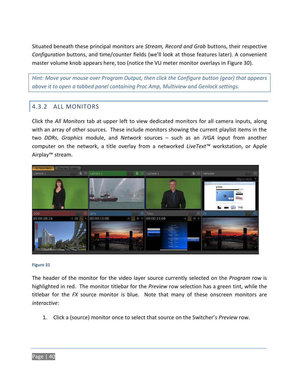 2 all monitors, All monitors | NewTek TriCaster 300 User Manual | Page 56 / 328