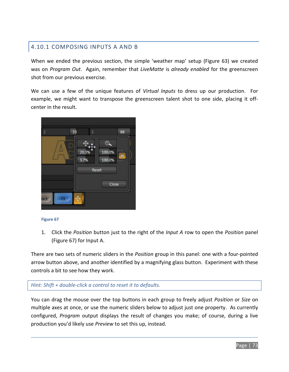 1 composing inputs a and b, Composing inputs a and b | NewTek TriCaster 300 User Manual | Page 89 / 328