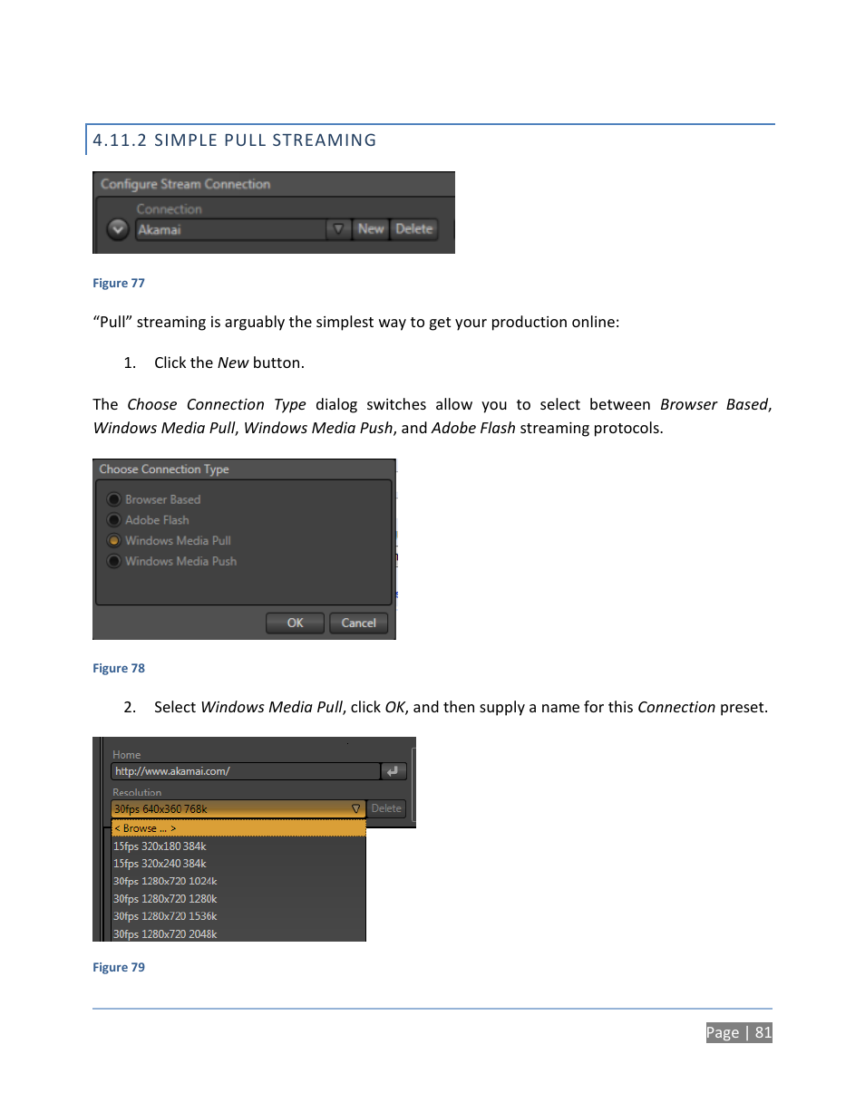 2 simple pull streaming, Simple pull streaming | NewTek TriCaster 300 User Manual | Page 97 / 328