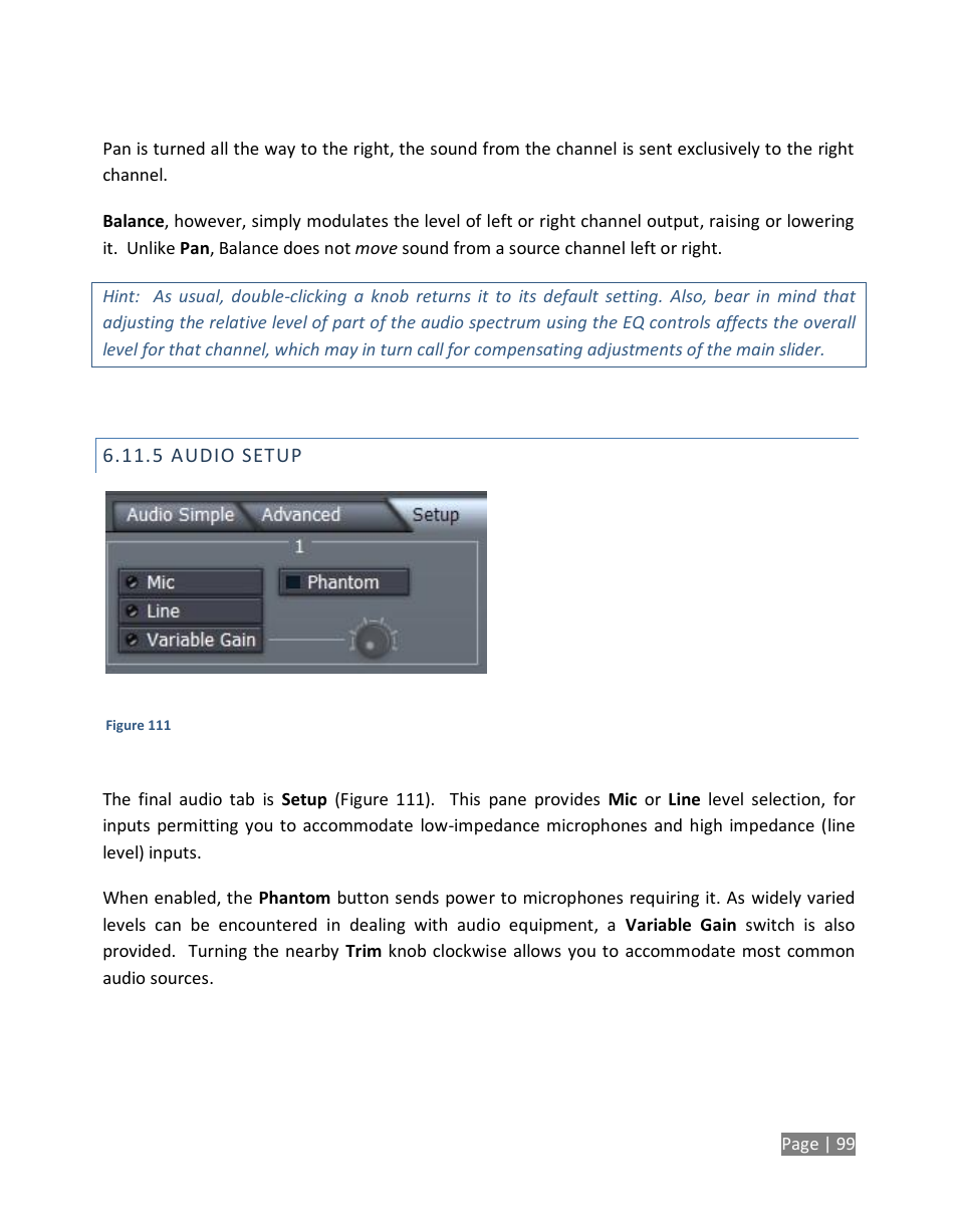 Audio setup | NewTek TriCaster Studio User Manual | Page 119 / 298