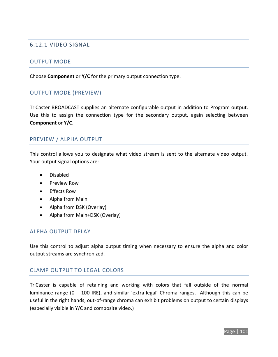 Video signal | NewTek TriCaster Studio User Manual | Page 121 / 298