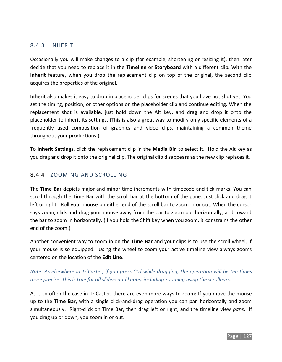 Inherit, Zooming and scrolling | NewTek TriCaster Studio User Manual | Page 147 / 298