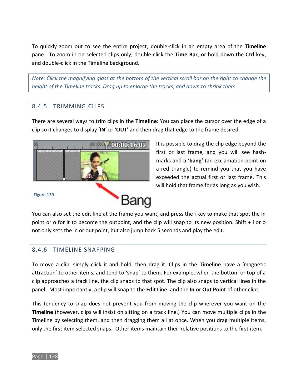 Trimming clips, Timeline snapping | NewTek TriCaster Studio User Manual | Page 148 / 298