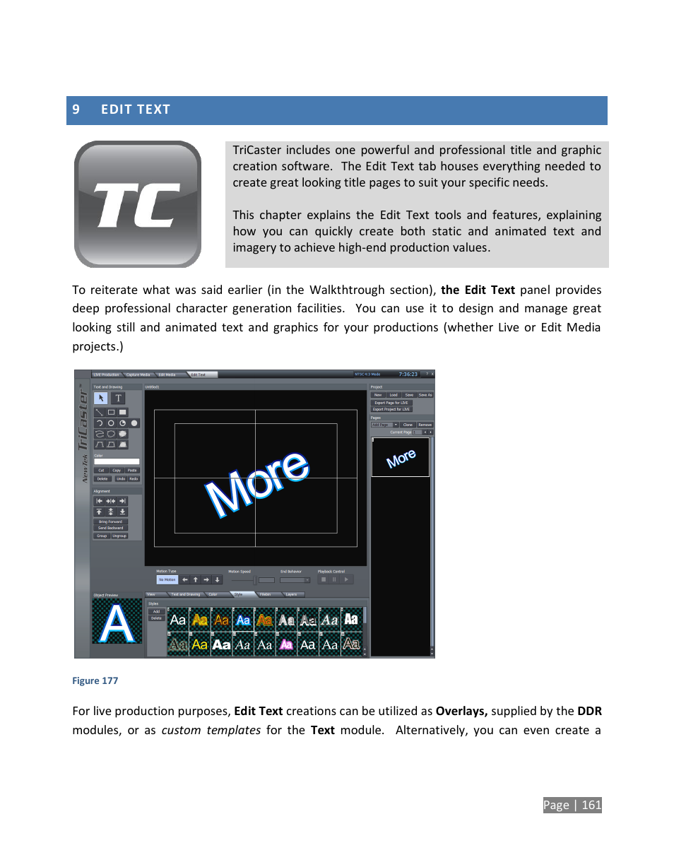 Edit text | NewTek TriCaster Studio User Manual | Page 181 / 298