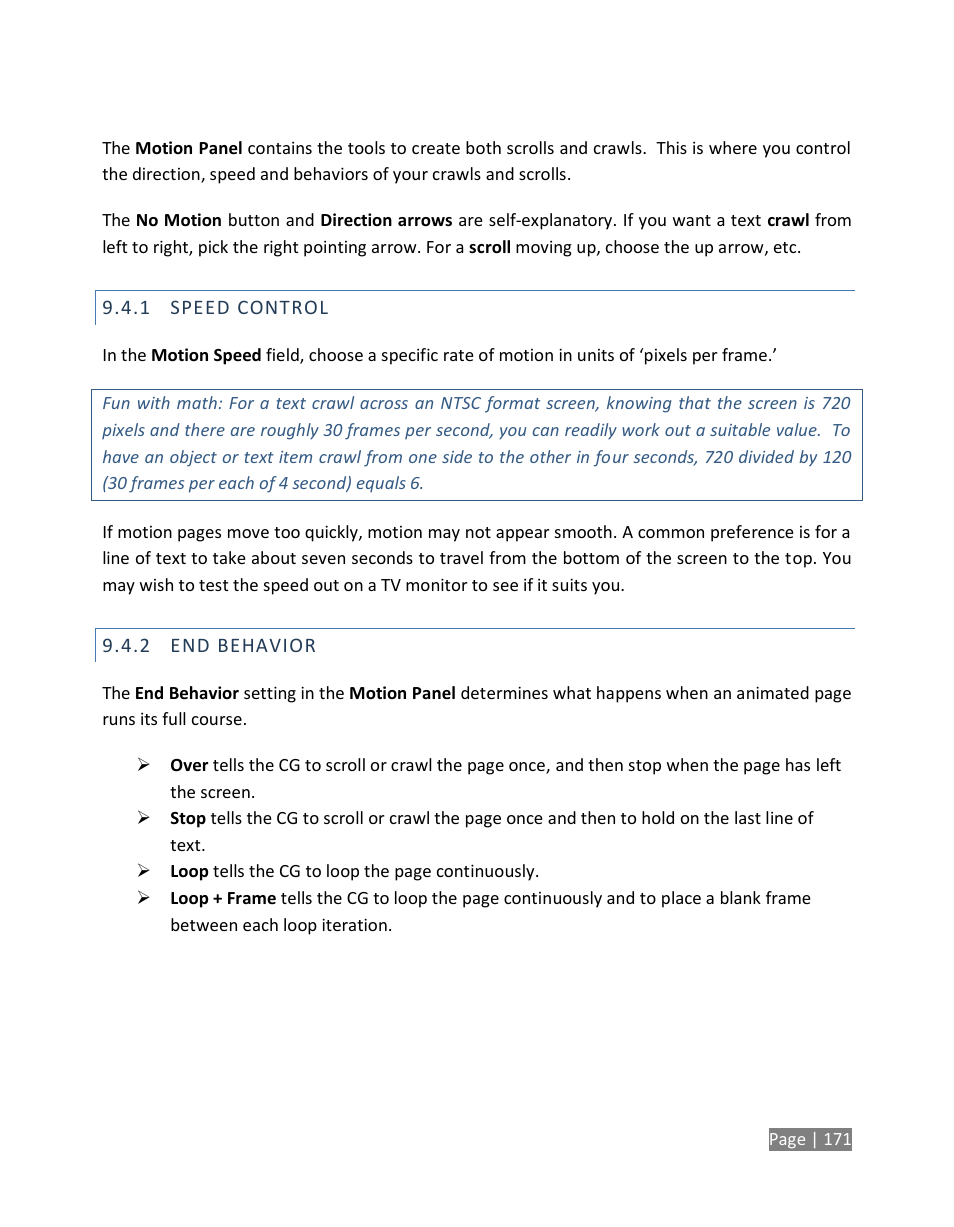 Speed control, End behavior | NewTek TriCaster Studio User Manual | Page 191 / 298