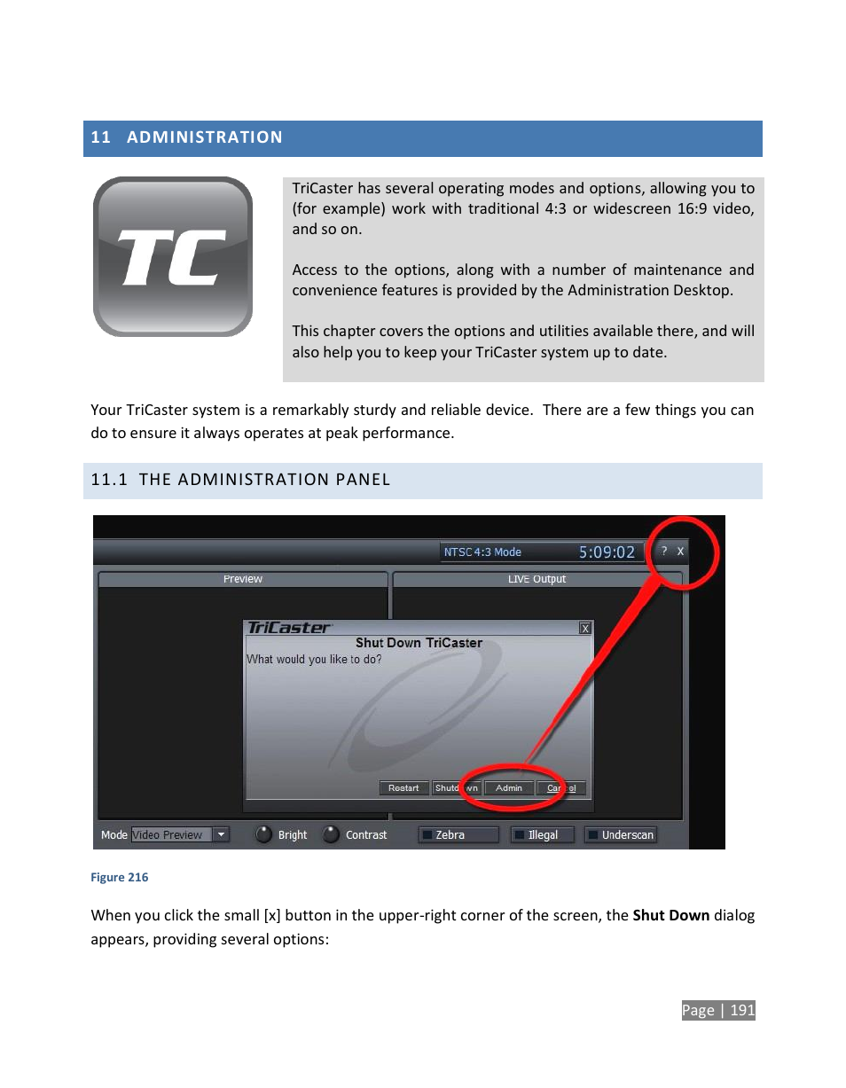 Administration, The administration panel | NewTek TriCaster Studio User Manual | Page 211 / 298