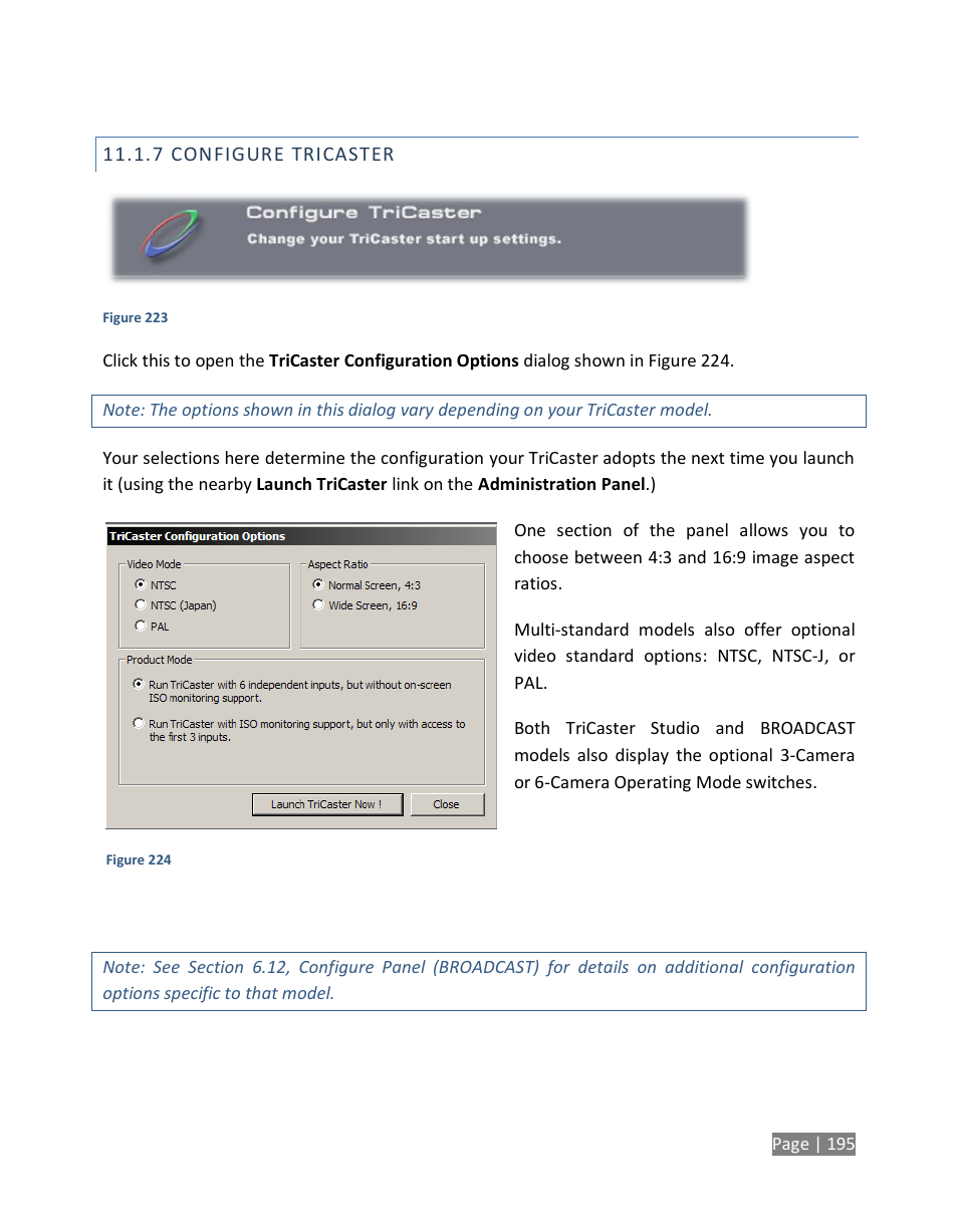 Configure tricaster | NewTek TriCaster Studio User Manual | Page 215 / 298