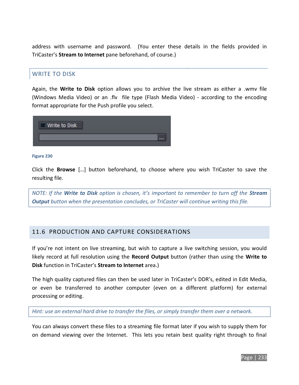 Production and capture considerations | NewTek TriCaster Studio User Manual | Page 253 / 298